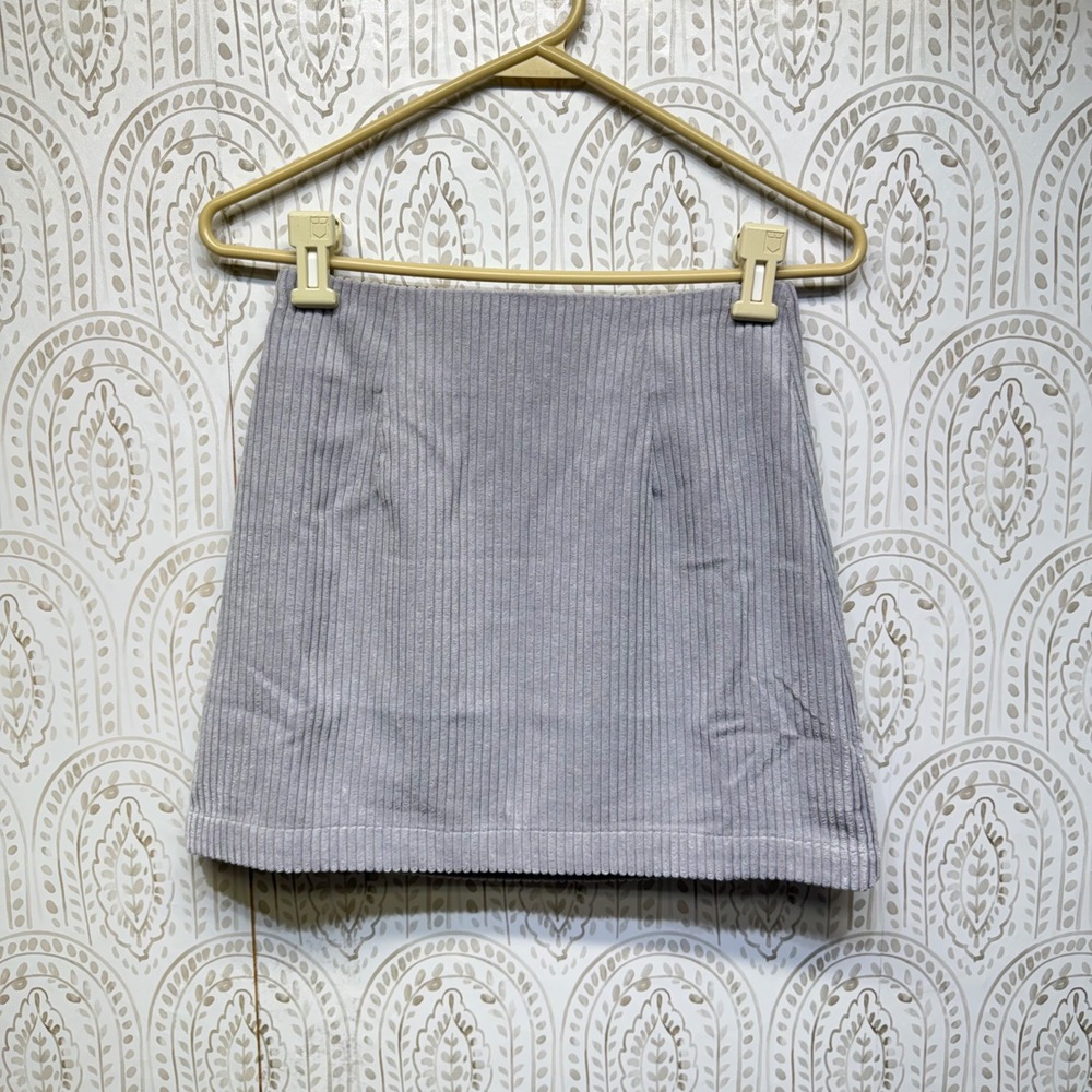 Lulus‎ Corduroy Mini Skirt Women XS Lavender Grey Ribbed High Waisted New